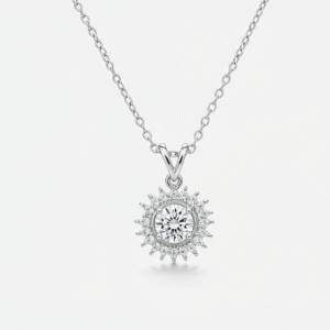 Soleil Moissanite Halo Pendant