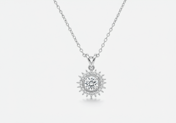 Soleil Moissanite Halo Pendant